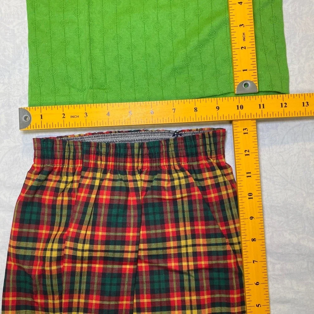 Vintage 1960s Health-Tex Little Lord Stuart Boys Outfit Plaid Shorts Set Sz 6/7